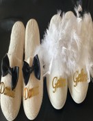 Resim lilyum butik Gelin Damat Terlik Set 