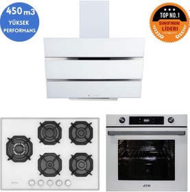 Resim Eminçelik ve Afm Tech 22 386 Y + FM7701 + FM3251 Ankastre Set Beyaz 