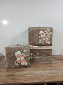 Resim Sandık Dünyası Bavul Çanta Sandık Gelin Damat Çeyiz Sandığı 3lü 0580c 