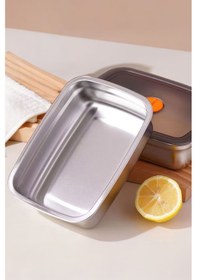 Resim 2 Adet Çelik 1200 Ml Yemek Meyve Et Buzdolabı Beslenme Saklama Kabı Mt219 Gri 