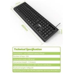Resim Acer OAK-0A0 Kablolu Sessiz Tuşlu Klavye 