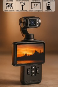 Resim Mioji Pocket 3 5K 30FPS 48MP 3 Eksenli Gece Görüşlü Gimbal Kamera 