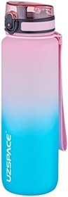 Resim Uzspace FiftyFifty 1000ml BÜYÜK BOY Çift Renk Softtouch FF Collection Tritan Su Matarası Pembe-Yeşil 