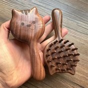 Resim Kediler Şeklinde Şık Ahşap Masaj Tarak - Kadınların Havlu Kavanoz Saç ve Meridian Rahatlatma, Kolu Malzemesi: Sandal Ağacı, Kıl Malzemesi: Ahşap, Saç Tipi: Kıvırcık, Tarak Tipi: Stil 