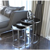 Resim Zigon sehpa,metal zigon sehpa,servis sehpası,çay zigon sehpası,3'lü zigon sehpa,kaliteli sehpa Renk GÜMÜŞ 