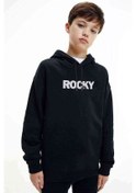 Resim Rocky Baskılı Unisex Çocuk Kapüşonlu Siyah Sweatshirt Siyah 