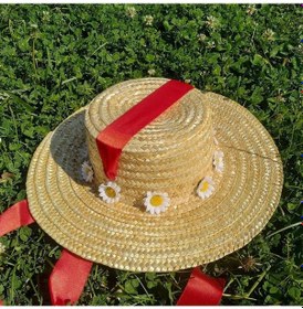 Resim Kadın Hasır Papatya Gondol Bağlamalı Kurdale Kırmızı 