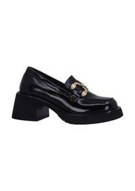Resim Albini 26101012r Rugan Deri Kadın Topuklu Loafer Siyah 
