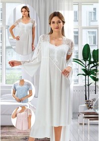 Resim Duchesse 2008 Hamile Lohusa Sabahlıklı Gecelik Takım-ekru 