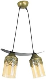 Resim Lambadar Ikili Taçlı Motif Balcam Kayık Model Tarz Sarkıt Avize Eskitme Tek Ebat Unisex 3563-2Esktacbalcam 