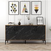 Resim Kiev 160cm Konsol - Ceviz / Siyah Mermer 