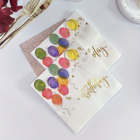 Resim 16 adet, Tek Kullanımlık Renkli Mutlu Doğum Günü Bronzajlı Peçete 33.02x33.02cm, Doğum Günü Partisi Süs Kağıdı Havlu, Restoran Tatlı Dükkanı Parti Malzemeleri 