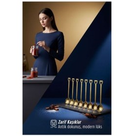 Resim 8'li Lüks Gold Zamak Ölçü Ve Baharat Kaşığı Seti - Özel Tasarım 722902 Renkli 