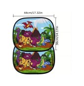 Resim Hightower Dinozor Desenli 2'li Paket Sevimli Hayvan Araç Güneşliği, Statik Yapışkanlı, Kolay Saklanır 