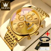 Resim Hanyang 2867 Altın Px 2023 Olevs Orijinal Altın Izle Erkekler Için Lüks Marka Askeri Deri Büyük Altın Chronograph Erkek Kol Saatleri Relogio Masculino (Yurt Dışından) 