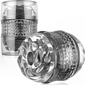 Resim Erkeklere Özel Penis Eğitim Mastürbatör Kupası İki Tarafı Açık Spiral Şeffaf Uçlu Tırtıklı 