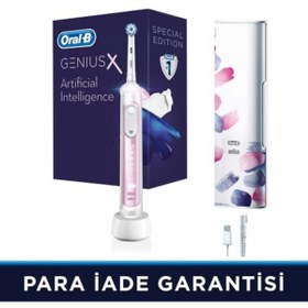 Resim Oral-B Genius X Aı Art Of Brushing Blush Pink Şarj Edilebilir Diş Fırçası + Seyahat Kabı 