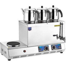 Resim Remta 55 Model Üç Demlikli Elektrikli Çay Ocağı 33 Lt. - 3 Adet Çelik Demlik Hediye Çay Kazanı -k32 