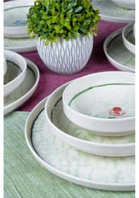 Resim Ebrusu 18 Parça 6 Kişilik Porselen Yemek Takımı Çok Renkli 