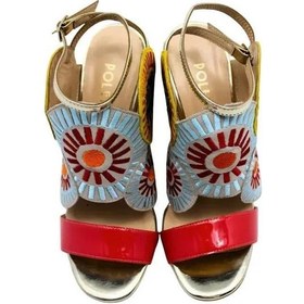 Resim Poletto Hakiki Deri Nar-pudra-sarı-altın Sandalet Topuklu 6564 158 V1-867 Nar-pudra-sarı-altın Çok Renkli 