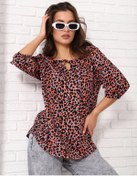 Resim Vissa Büyük Beden Şık Ofis Yılbaşı Bluz 384655449 Kahverengi 