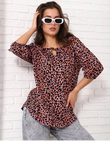 Resim Vissa Büyük Beden Şık Ofis Yılbaşı Bluz 384655449 Kahverengi 