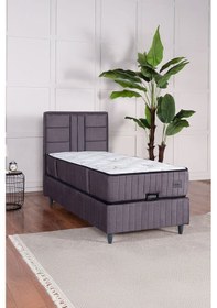 Resim Premium Bamboo Sleepy Üçlü Set Gri Baza Başlık Yatak 90 x 190 