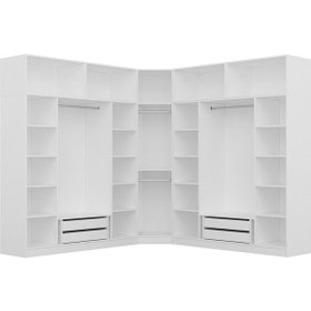 Resim Minar Kale190 9 Kapaklı 4ç Köşe Dolap + Yüklük Beyaz Mebran 255cm 