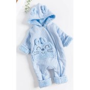 Resim Babymod Figürlü Peluş Astarlı Kapüşonlu Bebek Tulum 