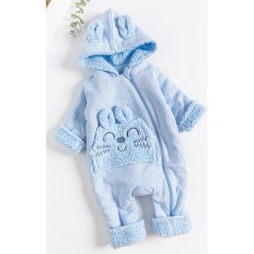 Resim Babymod Figürlü Peluş Astarlı Kapüşonlu Bebek Tulum 