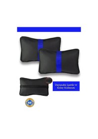 Resim Skoda Superb Oto Koltuk Boyun Yastığı Mavi Şerit 2 Adetı2871 