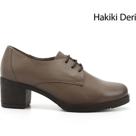 Resim GÖNDERİ(R) Kadın / Kız Vizon Antik Bağcıklı Orta Kalın Topuklu Hakiki Deri Oxford Ayakkabı 