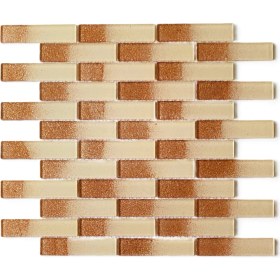 Resim MozaiKristaL Mutfak Tezgah Arası Kristal Cam Mozaik. Cam Ölçüsü: 23X98X4 Mm. File Karo Ölçüsü: 30X30 Cm. Renk: Krem-Bronz Efekti. ( 1 Koli = 11 Karo file = 1 m2 fiyatıdır ) 