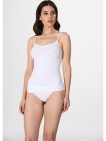 Resim Miss Fit Kadın Ince Ip Askılı Ripli Atlet Seamless Beyaz M-L Çok Renkli 