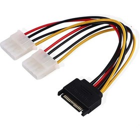 Resim AoGo SATA 15-Pin Erkek Çift 4-Pin Molex Dişi Güç Y Splitter Kablo Sata to Molex Çevirici 15 CM 