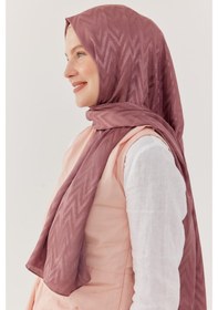 Resim Mirsoy Scarf Zikzak Desen Parlak Jakar Şal - Leylak Leylak 