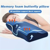 Resim 1 Adet Ortopedik Boyun & Servikal Destek Yastığı - Kelebek Kontur Tasarımı, 3D Ergonomik Yavaş Geri Dönüşlü Köpük, Yan/Sırt/Karın Uyuyanlar İçin Çift Taraflı Her Mevsim Yastık, Modern Tasarım, Fermuarlı Kapatma 