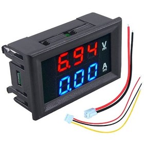 Resim Dijital Dual Voltmetre Ampermetre Volt Akım Ölçer Dc 0-100V 10A Kırmızı-Mavi Led 
