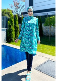 Resim Tasarım Tam Kapalı Tesettür Mayo Remsa Mayo Hawaii R039 Koyu Lacivert 