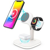 Resim Ally iPhone 13-12 Uyumlu Watch Tutucu Kablosuz Şarj İstasyonu Hızlı Şarj Standı LED Işıklı 