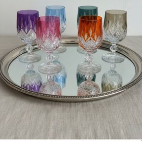 Resim Bohemia Kristal Kahve Yanı Su Bardağı Lüsterli Dekorlu 130 Cc 6 Adet Çok Renkli 