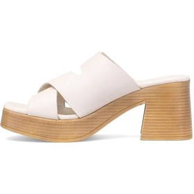 Resim Mammamia D25yt-1200 Kadın Hakiki Deri Topuklu Terlik Kemik Kemik 