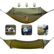Resim Otomatik Hızlı Açılan Sivrisinek Filesi Hammock, Seyahat Kampı için Taşınabilir Naylon Hammock 