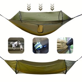 Resim Otomatik Hızlı Açılan Sivrisinek Filesi Hammock, Seyahat Kampı için Taşınabilir Naylon Hammock 