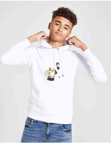 Resim K-Pop Key Shinee Baskılı Unisex Çocuk Kapüşonlu Beyaz Sweatshirt Beyaz 