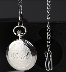 Resim imsaconcept Dad Yazılı Kabartmalı Gümüş Renk Köstekli Saat Kutulu 
