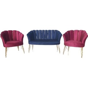 Resim Garden House Metal Ayaklı Lacivert Fuşya Kumaşlı Berjer, Ofis Koltuk Takımı Çay Seti Koltuk Takımı Lacivert Fuşya 