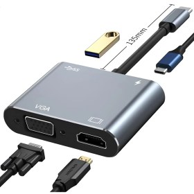 Resim Speeduf Type-C 4 In 1 4K Hdmı VGA USB 3.0 Type-C Şarj Girişli Adaptör 