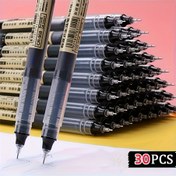 Resim 30'lu Paket Siyah Hızlı Kuruyan Jel Kalem / 10 Siyah + 10 Mavi + 10 Kırmızı Set, Düz Sıvı Jel Kalem İmza Kalemi Öğrenci Dolma Kalem Kırtasiye İğne Uç - 0.5mm Nib 