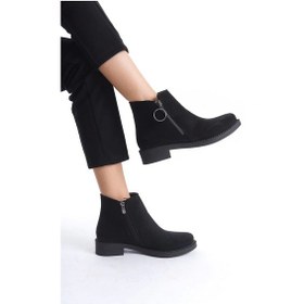 Resim Margaret Fermuarlı Ortopedik Taban Topuklu Süet Kadın Bot St - Siyah Siyah 